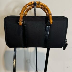 Gucci Black Crossbody Bag with Bamboo Accent